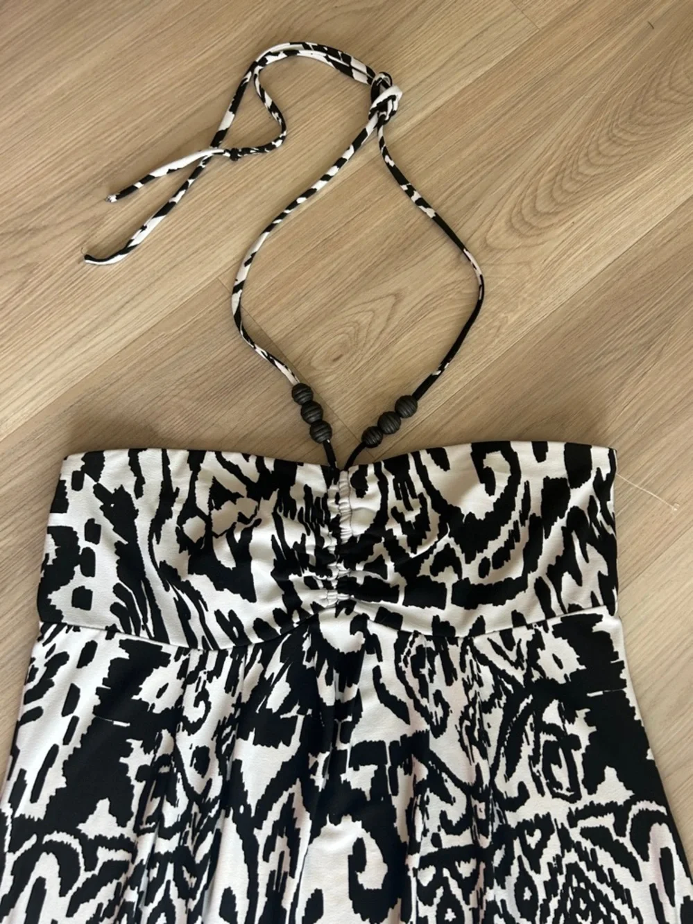 Saint Tropez West Tribal Cover Up Swim Dress Black White 8 NWOT Built In Bra